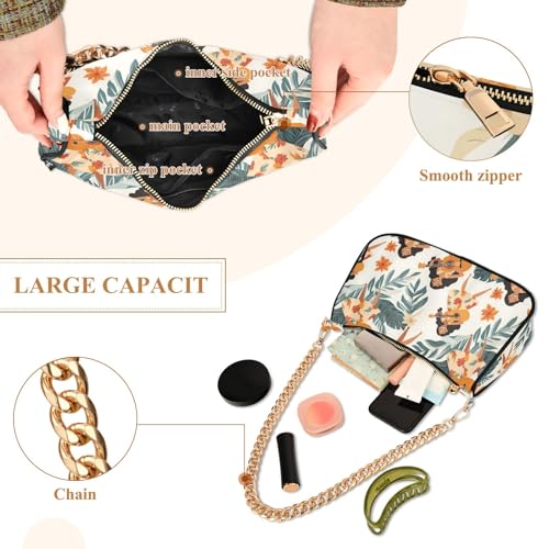 Clutch Shoulder Bags Tote Evening Purse Handbags for Women Hawaii Guitar Tropical Plants Hobo Bags with Zipper Closure4