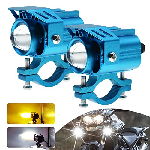 BUKERME DC12-85V Motorcycle Spot Lights,White/Amber 4xModes Driving Lights LED Kit High Power LED Chips for Motorcycle e-Bike Car ATV UTV Truck.