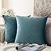 MIULEE Funda Cojines de Terciopelo para Sofa Suave Fundas de Almohada de Cama Silla Color Solido Cremallera Oculta Decoración para Sala de Estar Dormitorio Habitacion 2 Piezas 45x45cm Agua Azul