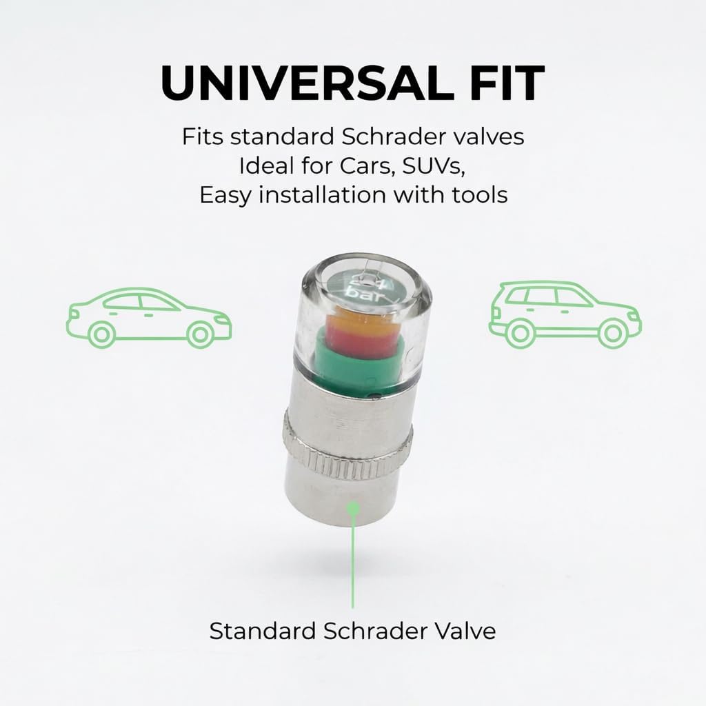 20PCS Tire Pressure Monitor Valve Stem Caps, 2.4Bar 36PSI Sensor Indicator with 3 Color Eye Alert, Anti-Leak Air Valve Covers, Tire Caps with Pressure Gauge for Car Truck SUV Motorcycle Bike