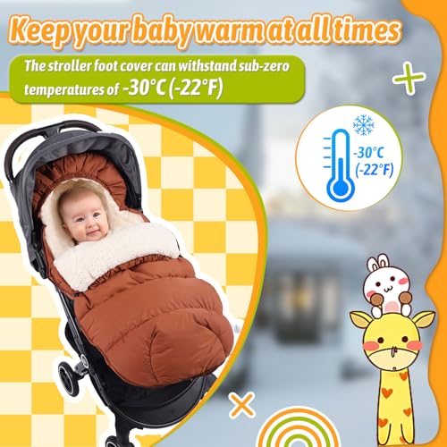 Image of Waterproof &Thicken Universal Stroller Cover Winter,Stroller Footmuff Bunting Bag for Warm Strollers Muff,Stroller Accessories for Baby Sleeping Bag Winter Stroller Blanket