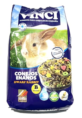 Pienso para Conejos Enanos, 1kg. Alimento Completo y equibrado para Conejos o Chinchillas y cobayas
