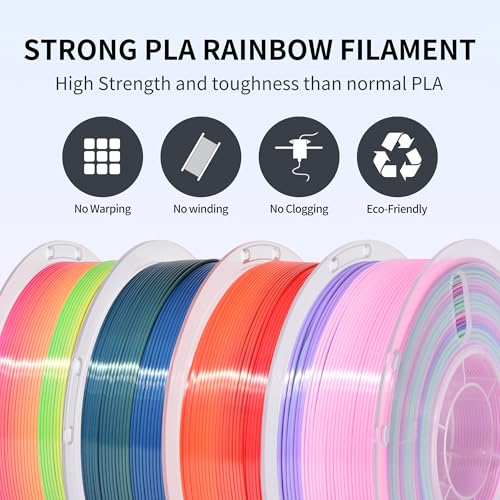 Image of RAMBERY Silk Rainbow PLA 3D Printer Filament Bundle 4 Colors 1.75mm Multicolor 3D Printing Filament, 1kg(2.2lb) X4PCS, Candy /Universe /Red-Golden /Sunset Glow