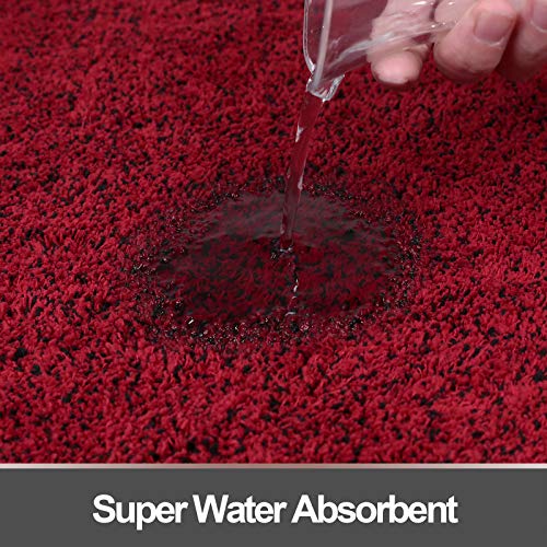 Itsoft 2Pc Non-Slip Kitchen Rug Set Polyester Dirt Trapper Indoor Outdoor Doormat Runner Rug, 59 X 17.5 Inches + 29.5 X 17.5 Inches, Red & Black #TOP3