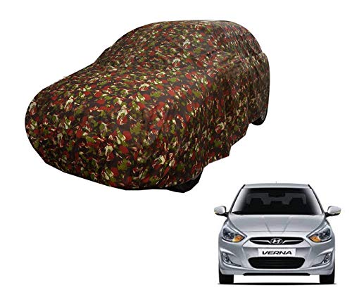 Image of Auto Hub Car Cover Compatible with Hyundai Verna Old (Model : 2010-2016) with Weather Proof, Triple Stitched, Verna Car Cover Jungle Look