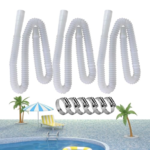 Manguera de piscina para bomba de piscina, manguera de repuesto de piscina,Juego de mangueras de bomba de piscina de repuesto, 3 piezas con pinzas | Accesorios de piscina para piscinas con lados