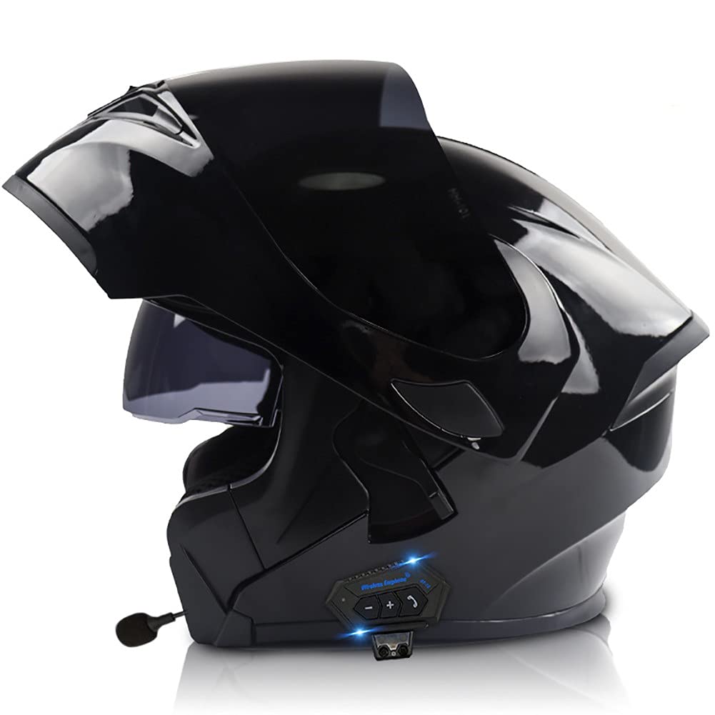Letetexi Bluetooth Modular Motorcycle Helmet, Integral Flip-Up Modular Helmets, Motorcycle Scooter Helmet with Anti-Fog Visor, ECE Approved for Men and Women 57-64 cm