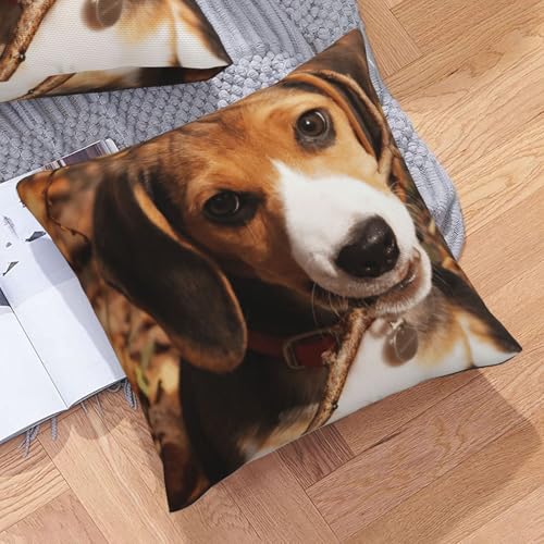 Housse de coussin imprimé beagle mignon en toile imitation lin - 8