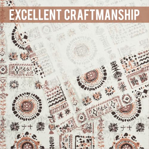 Image of Story@Home Curtains 8 Feet Long Set of 2 | Aztec Printed | Bohemian Cotton Curtain | Light Filtering Curtain | Semi Long Door Curtains for Living Room | (116 X 242 Cm, Peach & Brown)