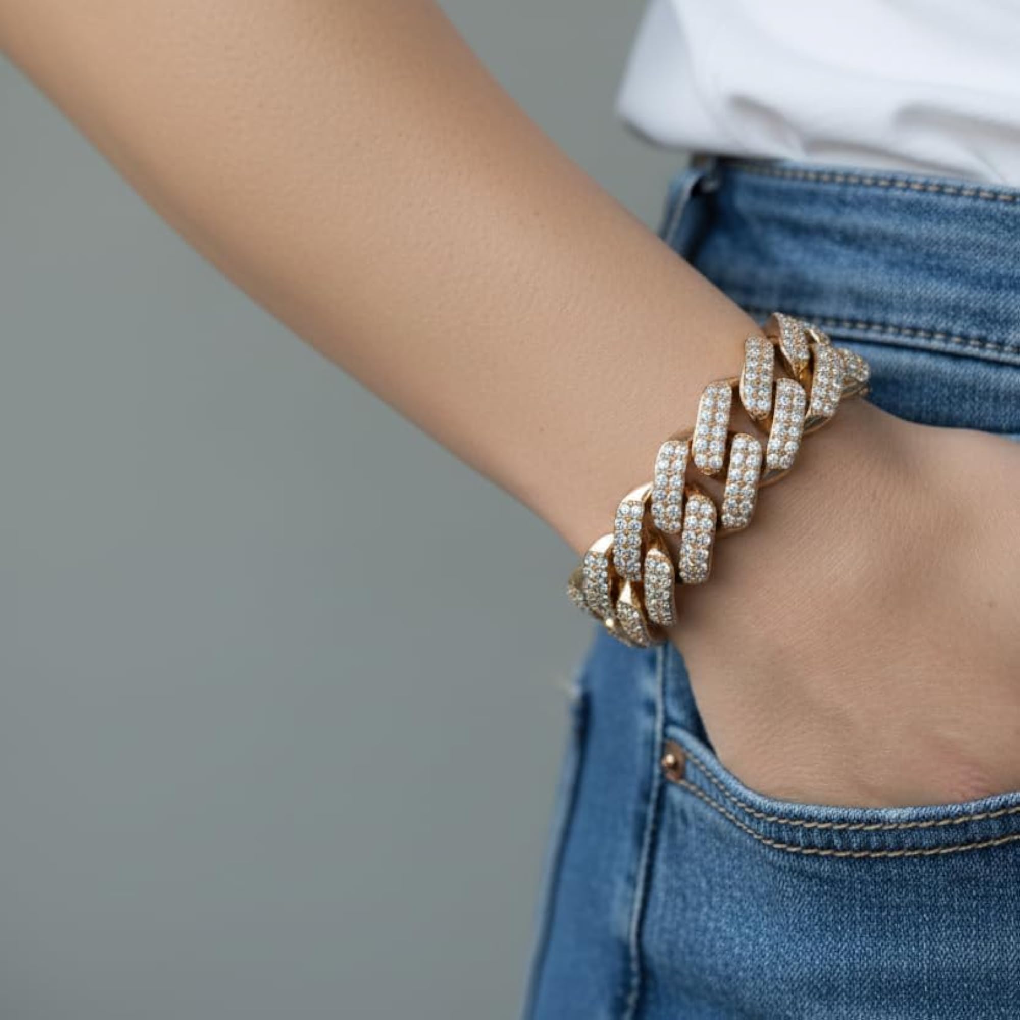 Women's Rose Gold Cuban Statement Bracelet, Gift for Her