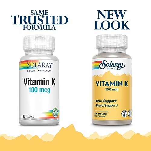 solaray vitamin k-1 100mcg  healthy bone structure blood clotting protein synthesis support  non-gmo vegan amp lab verified  100 tablets