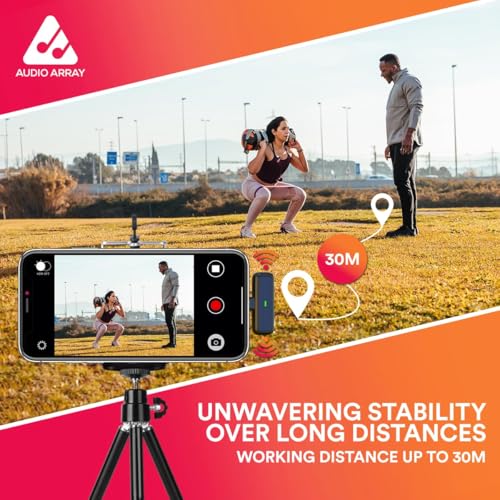 Image of Audio Array Dual Wireless Lapel Mic|in-Built ANC, Plug N Play,Long Battery Life, Ultra-Low Latency,Upto 30M Range|Compatible with iPhone & Android|Vlogging, Streaming, Teaching,YouTube, Black|AM-W17