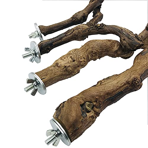 Image of 2 PCS Natural Grape Stick Fork Bird Perch Bird Standing Stick Chewing Bird Toys Natural Grapevine Bird Cage Perch for Parrot Cages Toy for Cockatiels, Parakeets, Finches