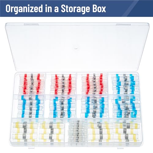 Bates Solder Seal Wire Connectors - 200 Pcs Waterproof Heat Shrink Butt Connectors