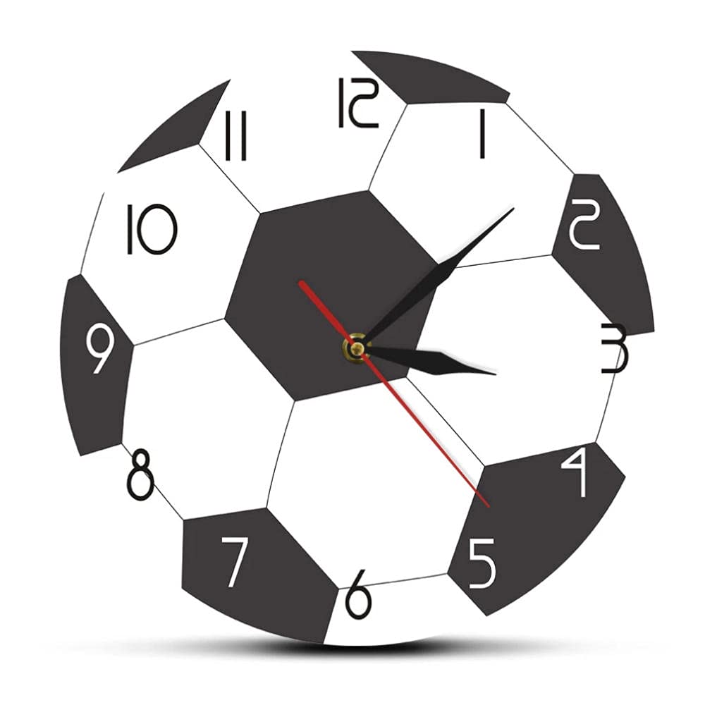 Orologio Da Parete A Tema Calcio, Silenzioso, In Acrilico, 30x30 Cm, Facile Da Leggere, Con Movimento Al Quarzo