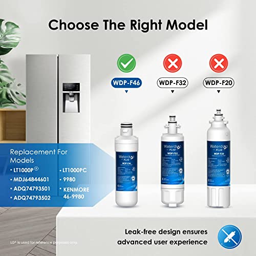 Image of Waterdrop Plus LT1000PC ADQ747935 NSF 401 Refrigerator Water Filter and Air Filter, Replacement for LG LT1000P, LT-1000PC, LRFXC2406S, LMXS28596S, LFXC22526D and LT120F, 2 Combo (Package May Vary)