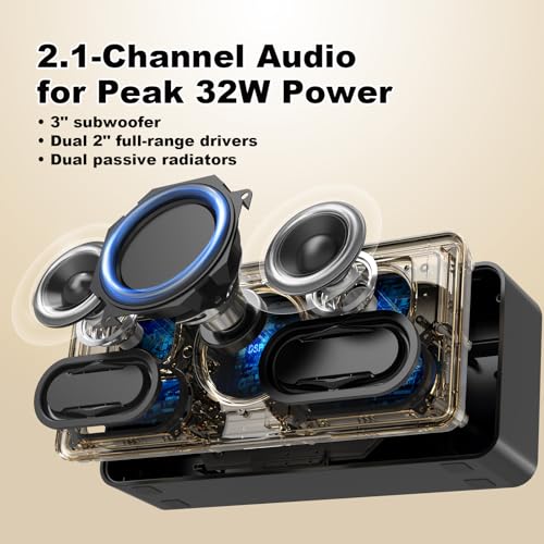 Image of DOSS SoundBox XL 32W Bluetooth Speaker for House 丨 2.1 Channel with Subwoofer, TWS Wireless Pairing,Daul DSP, Room-Filling Sound Support AUX,TF Speaker for Home - Gold