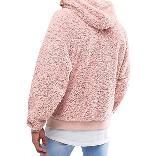 Men's Fuzzy Sherpa Pullover Hoodie Warm Oversized Long Sleeve Hooded Sweatshirt With Front Casual Winter Outwear3