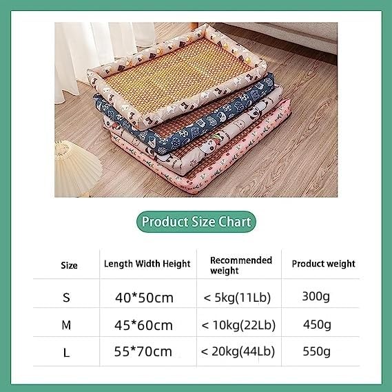 Cat Ice Mat Cooling Bed Mats Pet Cooling Mats Cat Rattan Mat Nest Cat Ice Pad Puppy Cooling Pad Pet Ice Pad Mat for Gatos Perros Square Mat Summer (Color : D, Size : 45 * 60cm)