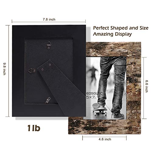 Eosglac Rustic 5 X 7 Wooden Picture Frame, Handmade With Real Birch Bark, Easel Back, Natural #TOP3