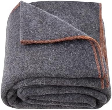 VEVOR Wool Camping Blanket, Large Warm Stadium Blanket, Flame Ret...