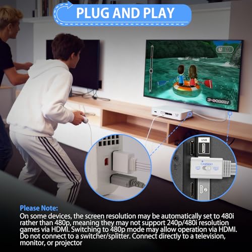 CAMWAY Wii to HDMI Converter, 1080P HDMI Adapter with 4:3/16:9 Aspect Ratio Switch, Supports All Wii Display Modes, Plug & Play for Wii & Wii U, Compatible with HD TV, Monitor & Projector, 150cm Cable - Image 4