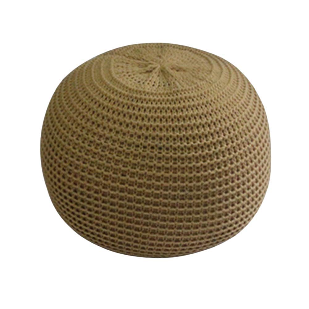 Pouf rond tricoté main en coton tressé 40x40x30cm pour sol