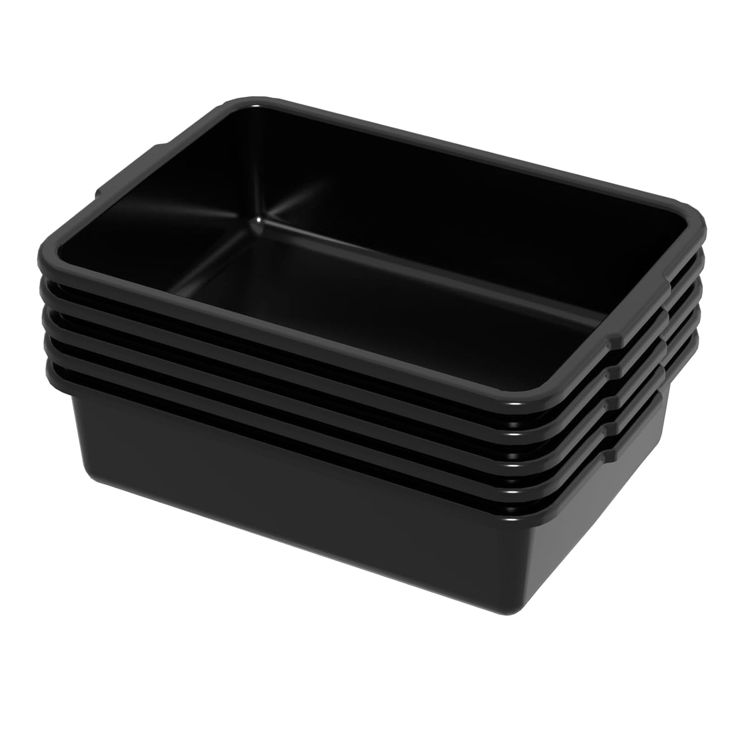 Sadstory 8 L Small Plastic Commercial Bus Tubs, Food Service Bus Tub Box, 5 Packs, Black