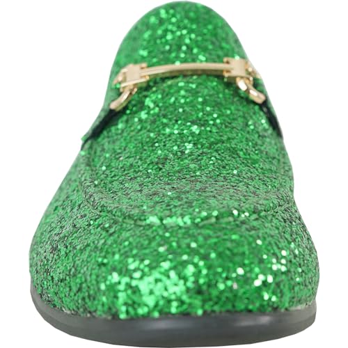 Image of bravo! Men Dress Shoe Prom Slip-on Loafer Lace-up Oxford Cap Toe Metallic Glitter for Wedding Prom Black Blue Green Gold Pink Pewter Purple Silver Red