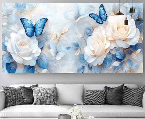 Kit complet fleur diamond painting papillon 5D et tableau strass 5D