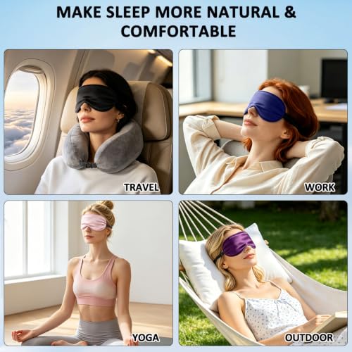 YLK Masque de Nuit Femme Homme, Soie Ultra-Douce Cache Yeux, Adjustable Elastic – vue 7