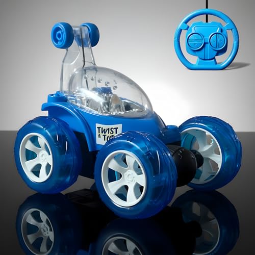 Image of SMART BOY 360-Degree Rotational High Speed 5 Way Remote Controlled Stunt Car Toy Vehicle with 3D Lightning and Musical for Boys Girls Kids - Rechargeable with USB Charging Cable (9802 - Blue)