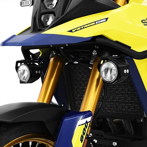 LED Zusatzscheinwerfer inkl. Halteset für Nebel (Paar) mit Gehäuse für kompatibel mit Suzuki V-Strom 800 DE schwarz von Baujahr2022 bis Baujahr 2026