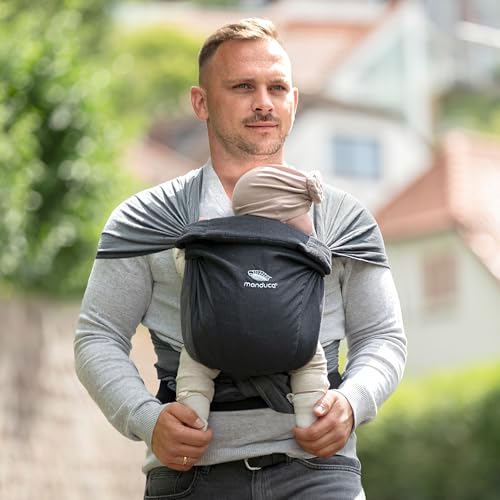 Manduca Twist - Zaino A Fascia Per Bebè - Con Tracolla Morbida - Per Neonati E Bambini Fino A 15 Kg - Cotone Ecologico - Nero Antracite - 7