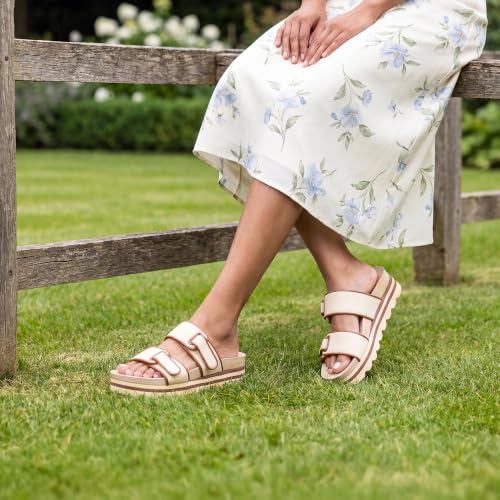 Image of Frido Women's Arch Support Wedge Sandals, Orthopedic Cushioned Platform Heels with Anti-Slip Sole, Comfortable Slip-On Footwear for Office, Travel, Daily Wear & Long Standing | Available in 3 Style- Buckle Strap, Velcro Strap & Classic Styles