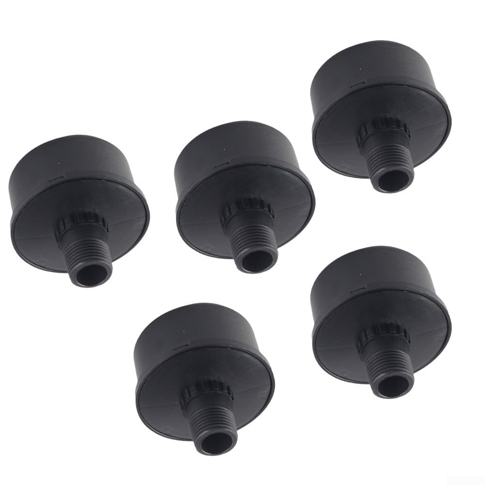 5-Pack 20mm Male Thread Air Compressor Muffler and Intake Filter Silencer with Metal Sponge Element for Piston Pumps and Small Air Tools Black Silver
