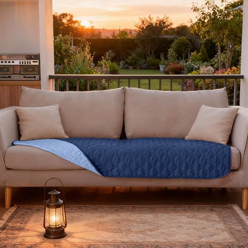 Image of gogobunny 100% Double Sided Waterproof Dog Blanket Soft Pet Bed Cover Reversible Protect Furniture Couch Sofa Car for Puppy Large Dog Cat (Dark Navy /Light Navy, 30x70 Inch (Pack of 1))
