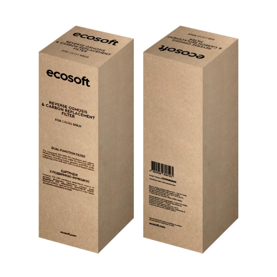 Elemento de Membrana y Filtro de Carbón Ecosoft para Sistema de Ósmosis Inversa CROSS Solo - 99,8% de Pureza | Elimina Bacterias, Virus | Olores y Sabores | Instalación Fácil