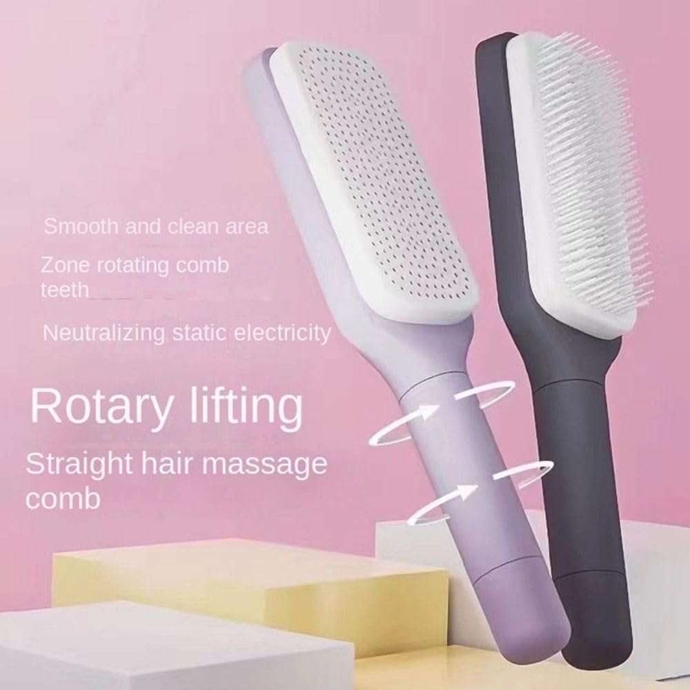 SANTALON Retractable Hair Brush with Self-Cleaning Bristles – 4-in-1 Anti-Static Comb with Ergonomic Handle | Detangles Wet & Dry Hair, Gentle Scalp Massage, Easy to Clean | Hair Brush for Women & Men 1