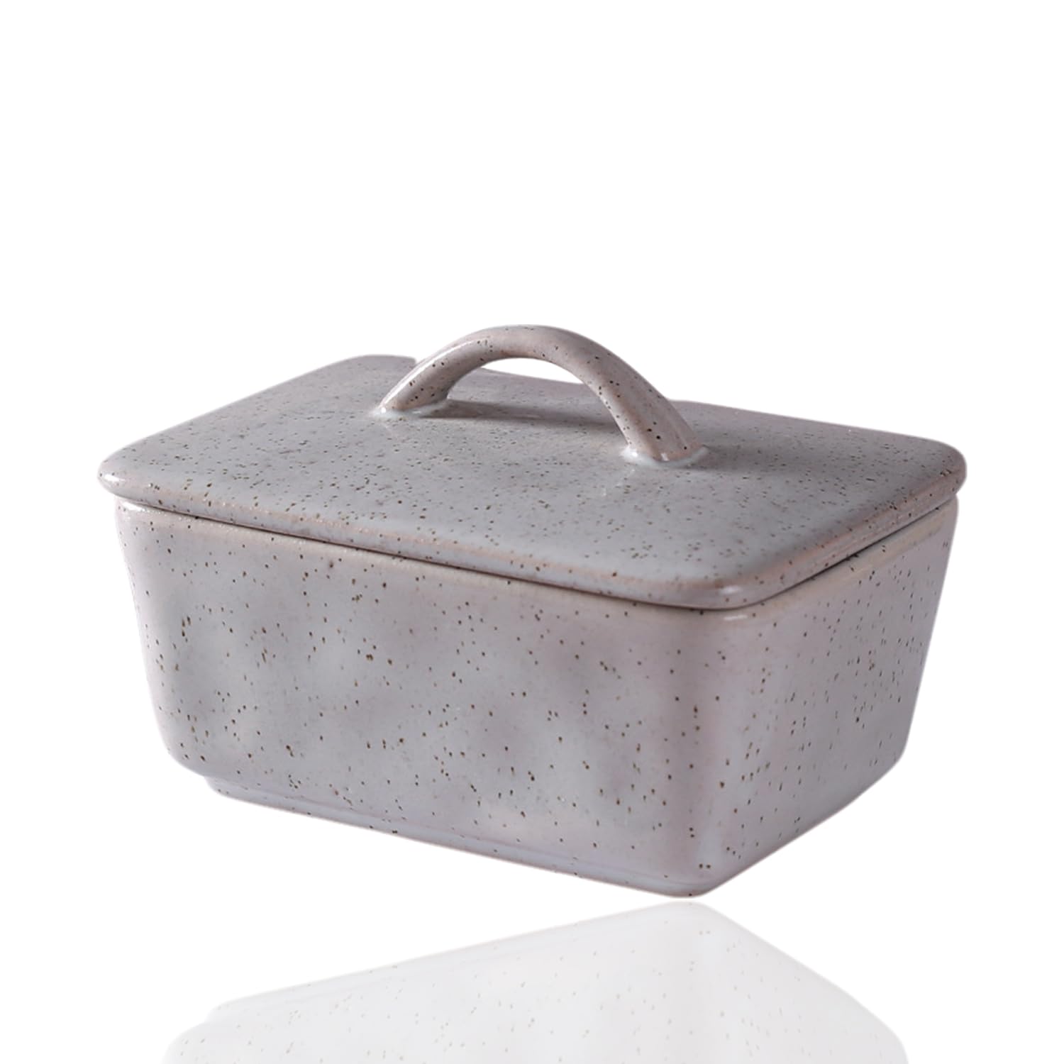 Sightday French Butter Dish with Lid,Ceramic Butter Dish,Decorative Square Butter Container for Your Counter,for Salad Dressing,Jam,Nuts(Grey/450ML)