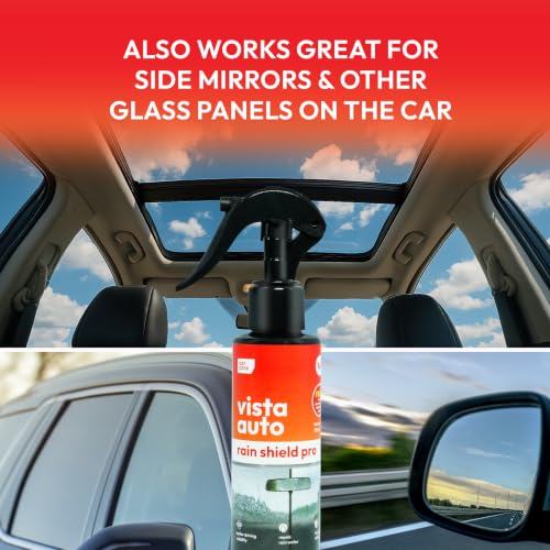 Image of Vista Auto Care Rain Shield Pro, 100ml Windshield Water Repellent Spray with Microfiber Cloth, Hydrophobic Glass Coating
