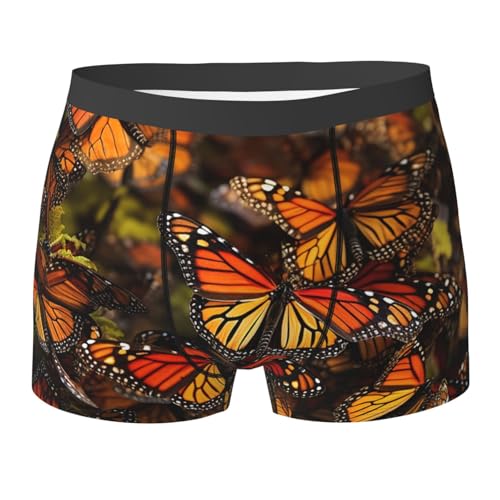 Monarch Butterflies Mens Underwear Boxer Briefs With Contour Pouch Soft Stretch Boxer Briefs Breathable Boxers