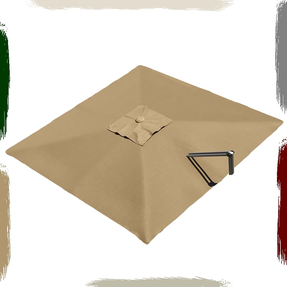 Toldo de repuesto para sombrilla de patio de 250 cm, cubierta de sombra de jardín de 8 varillas en verde/caqui/borgoña/beige (caqui, 3 x 10 x 10 pies) – Tela para sombrilla para exteriores