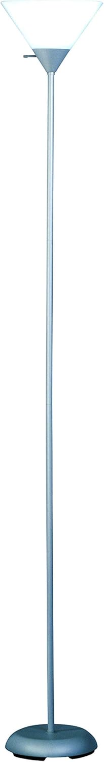 PMF-3127-60 Torchiere Floor Lamp, Silver Finish with White Shade