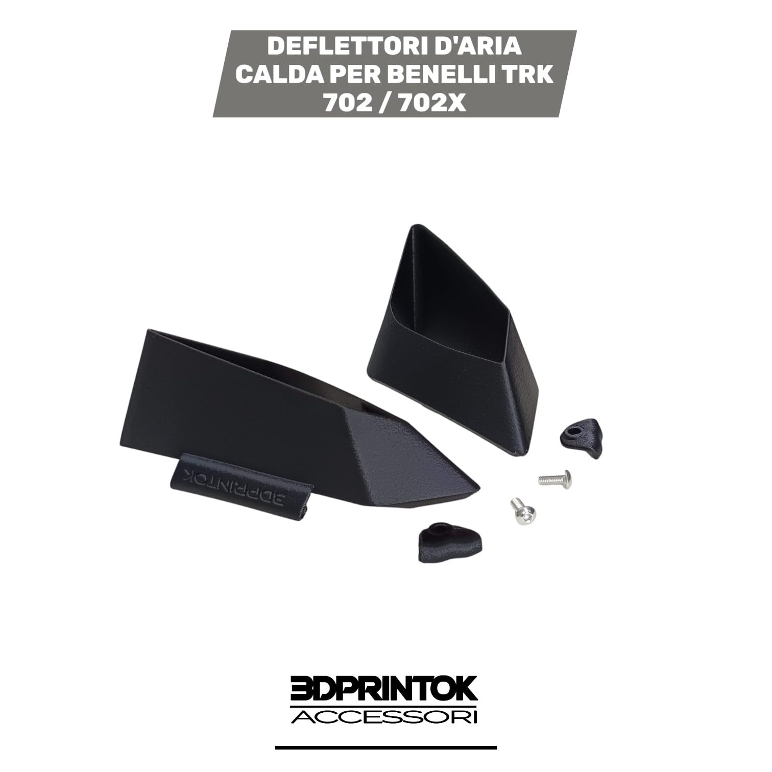 3DPRINTOK Coppia di Deflettori d'Aria Calda per Fianchetti - Benelli TRK 702/702X, Riduce di almeno il 70% il Flusso Caldo Zona ginocchia e gambe (NON COMPATIBILE CON BARRE PARA TELAIO) no modifiche