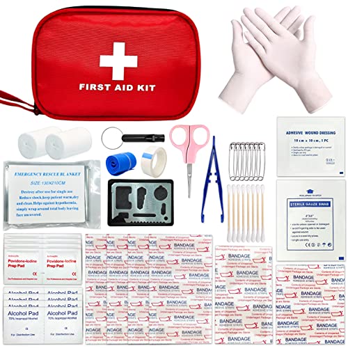 Mini Trousse Premiers Secours, MOKIU Mini Boîte Médicale Trousse à Pharmacie Boitier Rouge Kit Premiers Secours d'urgence pour Voiture Maison Bureau Voyage Camping Randonnée et Sports en Plein Air Cover