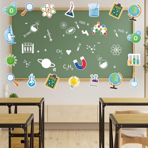 image for Machomby 48Pcs Science Cutouts for Bulletin Board Decorations, Chemist