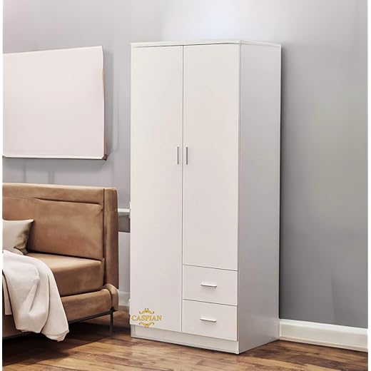 Caspian Engineered Wood Wardrobe - White