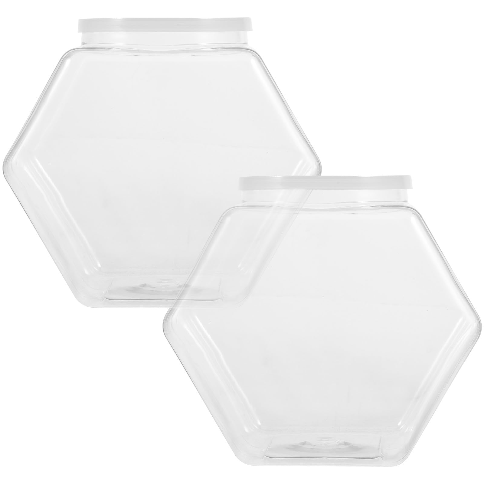 Set 2 Barattoli Esagonali Coperchio Ermetico in Plastica da 3800ml per Conservare Biscotti e Noci, Contenitori per Snack e Alimentari in Casa