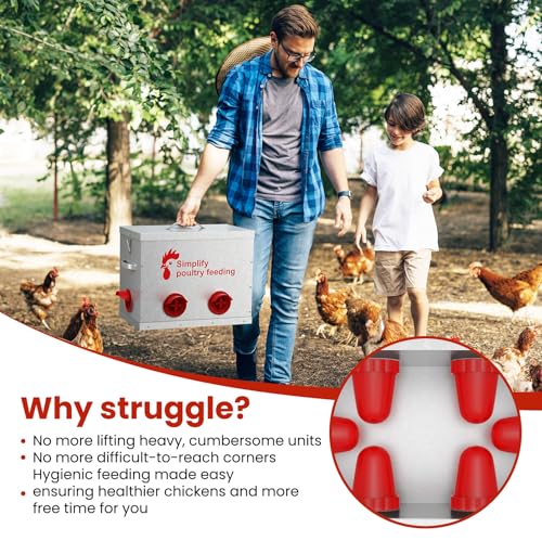 Hiqufet 40 lb Large Automatic Chicken Feeder with 6 No-Waste Ports – Outdoor Metal Chicken Feeders with Adjustable Stand, Rodent-Resistant Design & Riveted Handles for Chickens, Ducks & Poultry by Hiqufet - Image 7